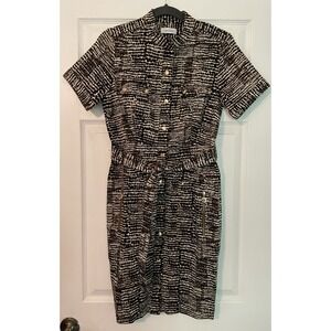 Calvin Klein dress size small Animal Print fitted dress Zebra Business